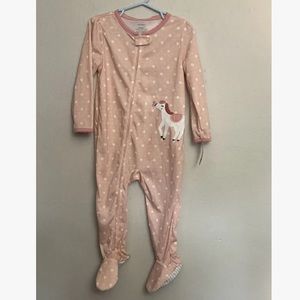 11-21 Carter’s pink one piece pajamas Horse zip 24m NWT